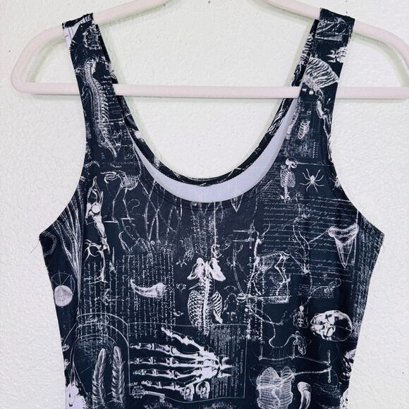 Affliction Dress Women Small Skeleton Bones Print Iggy Punk Tank Halloween NEW - Picture 2 of 7
